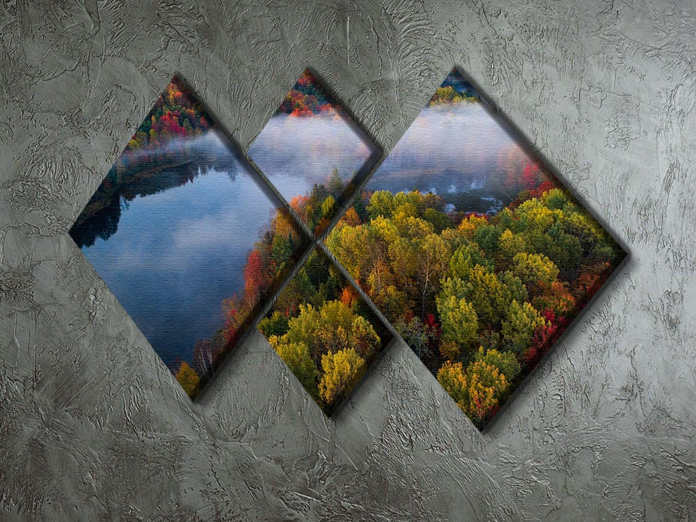 Autumn Symphony II 4 Square Multi Panel Canvas artwork featuring vibrant colors and intricate details, arranged in a harmonious design.