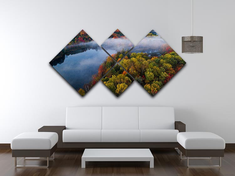 Autumn Symphony II 4 Square Multi Panel Canvas artwork featuring vibrant colors and intricate details, arranged in a harmonious design.