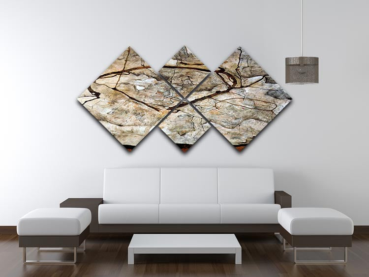 A beautiful multi-panel canvas featuring Egon Schiele's Autumn tree in the wind artwork, divided into four equal squares.