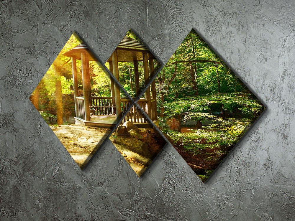 A beautiful 4-square canvas artwork depicting an autumn park landscape with vibrant fall colors.