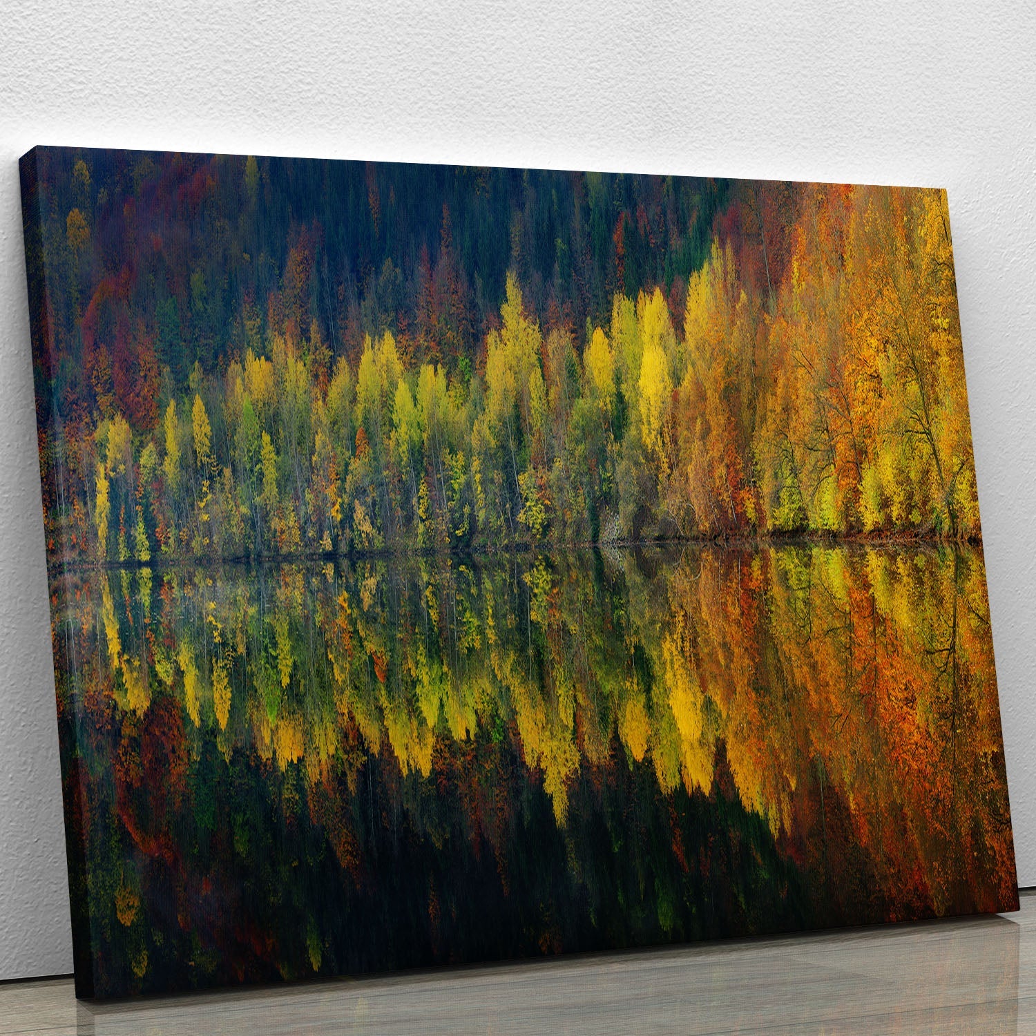 Autumnal Silence Canvas Print showcasing vibrant autumn colors and serene landscape, perfect for home decor.