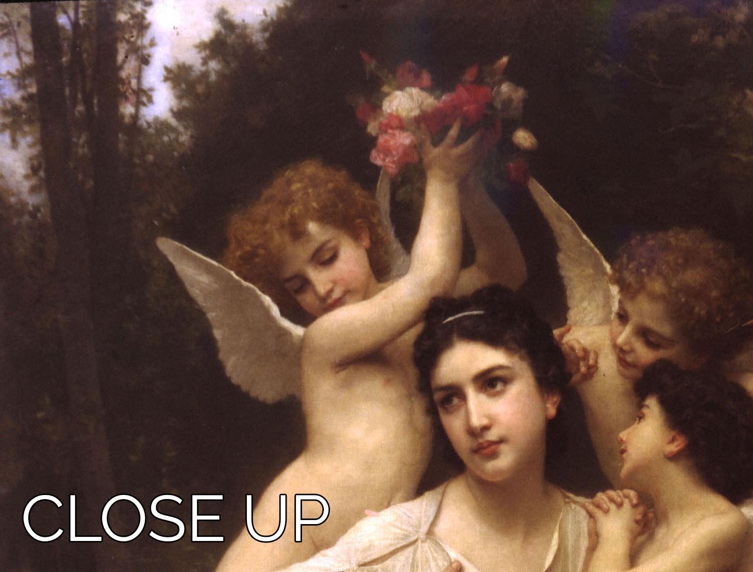 Ave de printemps By Bouguereau 3 Split Panel Canvas Print showcasing elegant floral design across three panels.