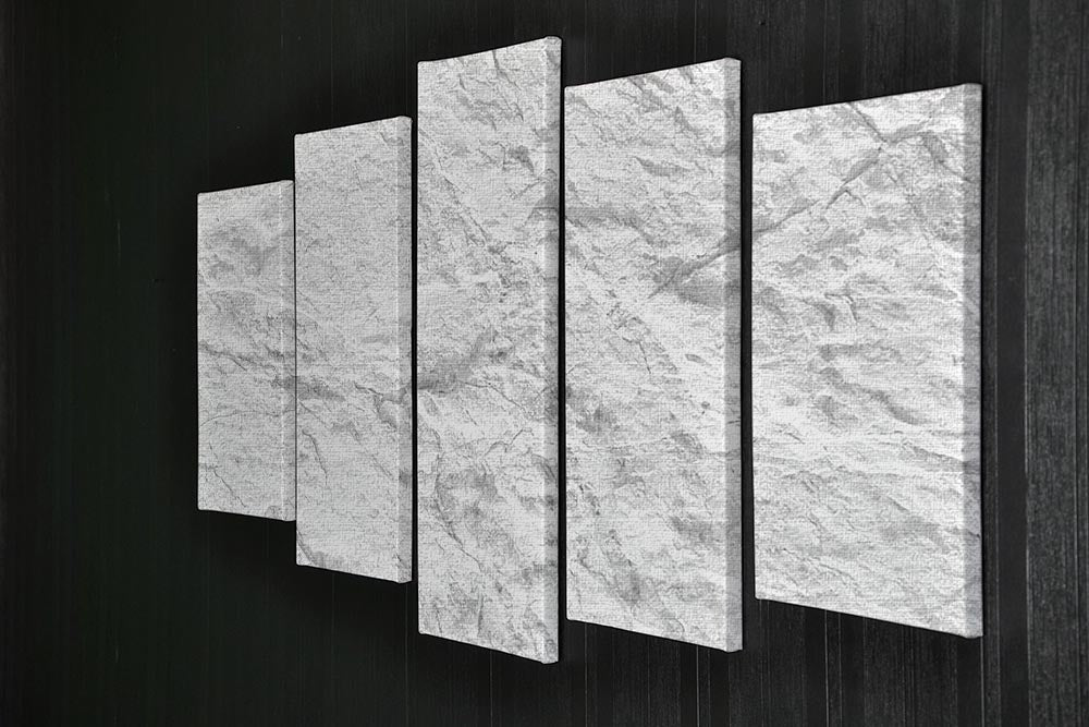 A beautiful 5-split canvas artwork featuring a white stone design, creating a cohesive and elegant display for home decor.
