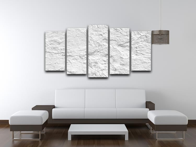A beautiful 5-split canvas artwork featuring a white stone design, creating a cohesive and elegant display for home decor.
