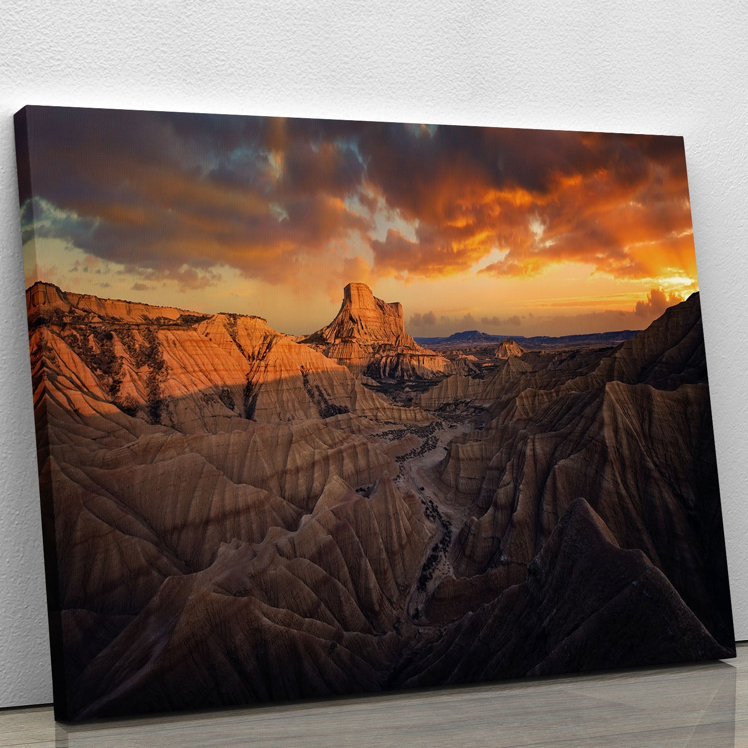 Badlands Bardenas Reales canvas print showcasing stunning natural landscapes in vibrant colors.