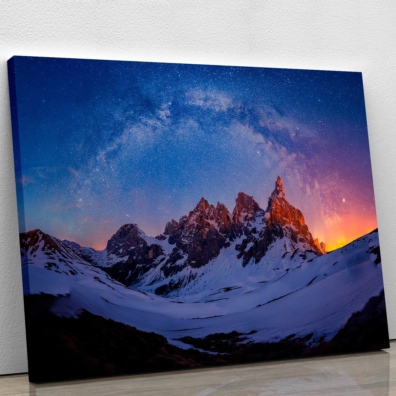 Baita Segantini Under The Night Sky canvas print showcasing a beautiful night sky with stars and a serene landscape.
