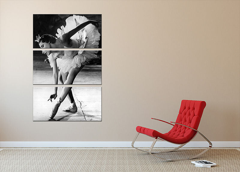 Ballerina Yvette Chauvire 3 Split Panel Canvas Print showcasing elegant ballerina art in three panels.