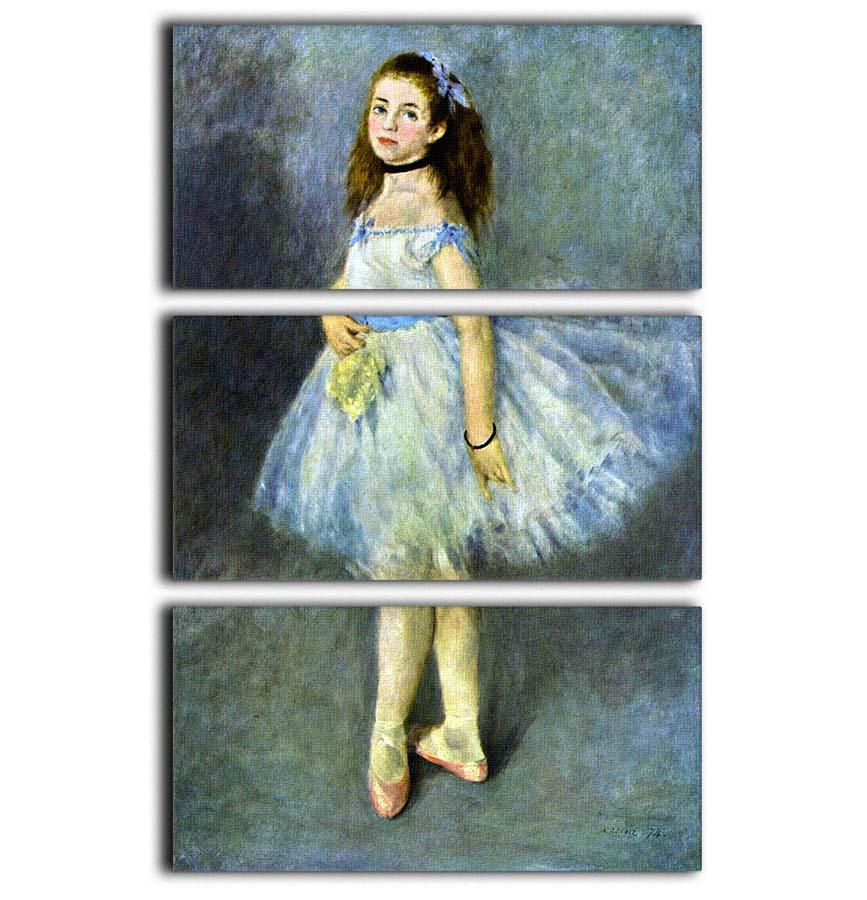 A beautiful 3-panel canvas print featuring Renoir's Ballet Dancer, showcasing elegant colors and artistic details.