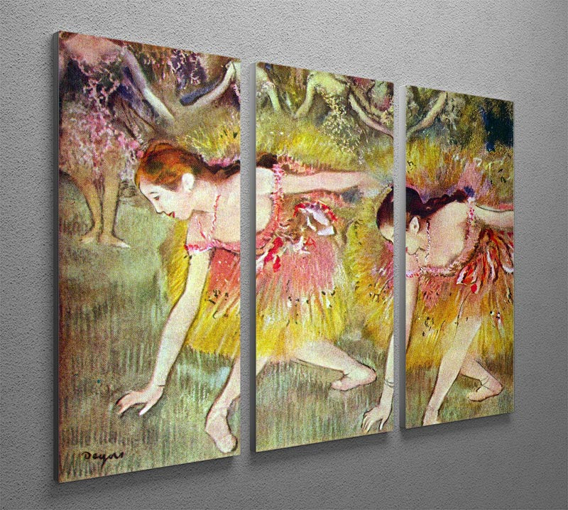 Three-panel canvas print featuring Degas's ballet dancers, showcasing elegance and artistry in a captivating design.