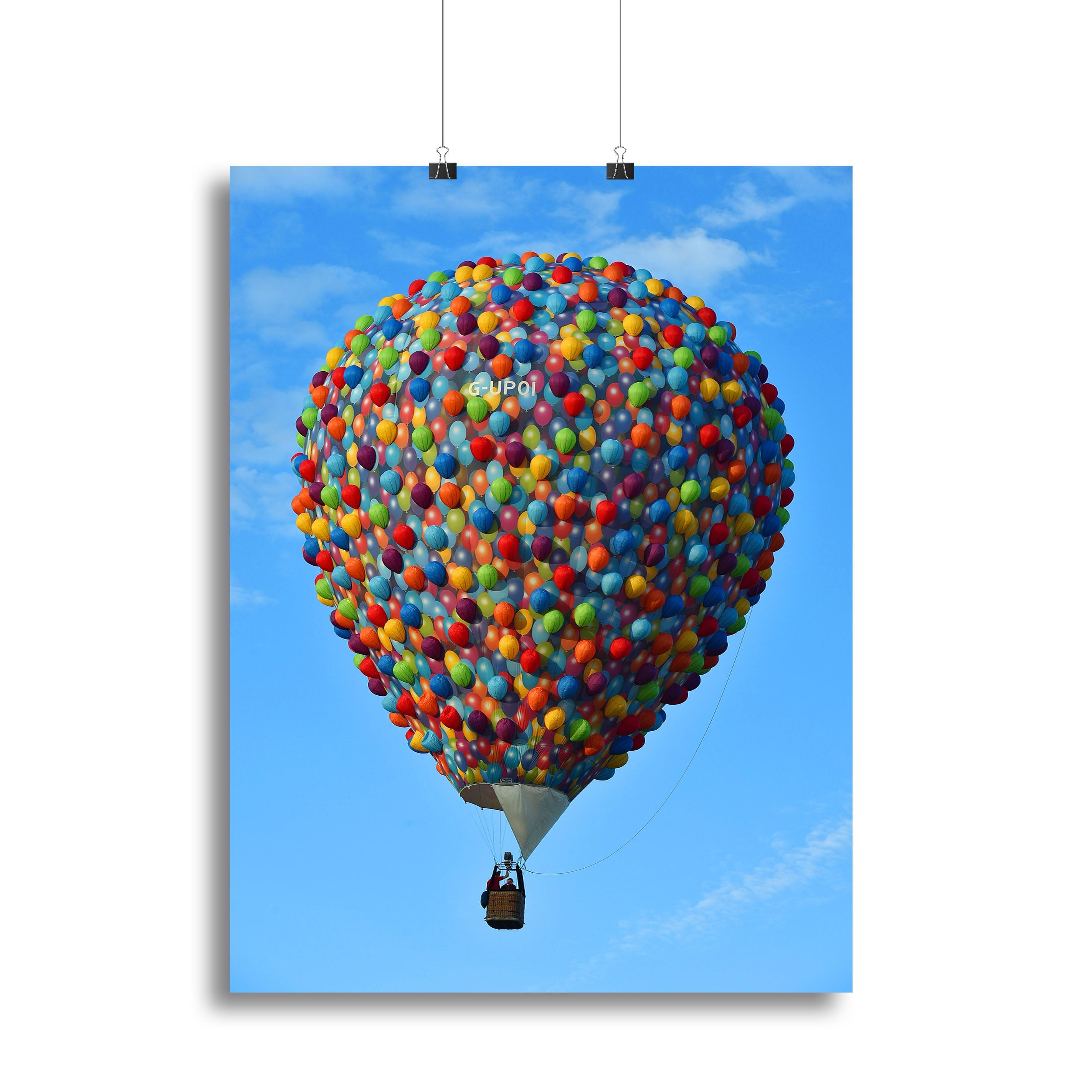 Colorful canvas print featuring balloons made of balloons, showcasing vibrant colors and playful design.