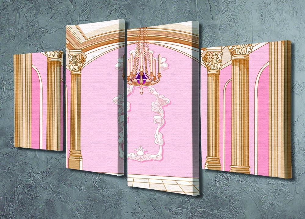 A stunning 4-split canvas artwork depicting a magical ballroom scene, divided into four panels for a dynamic display.