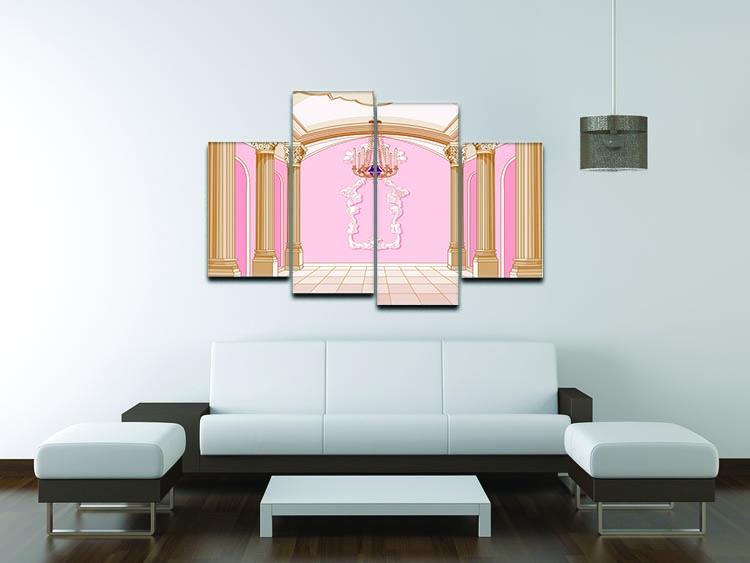 A stunning 4-split canvas artwork depicting a magical ballroom scene, divided into four panels for a dynamic display.