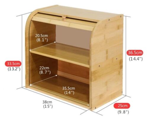 Bamboo Bread Box with two compartments, showcasing its elegant design and sliding door feature.