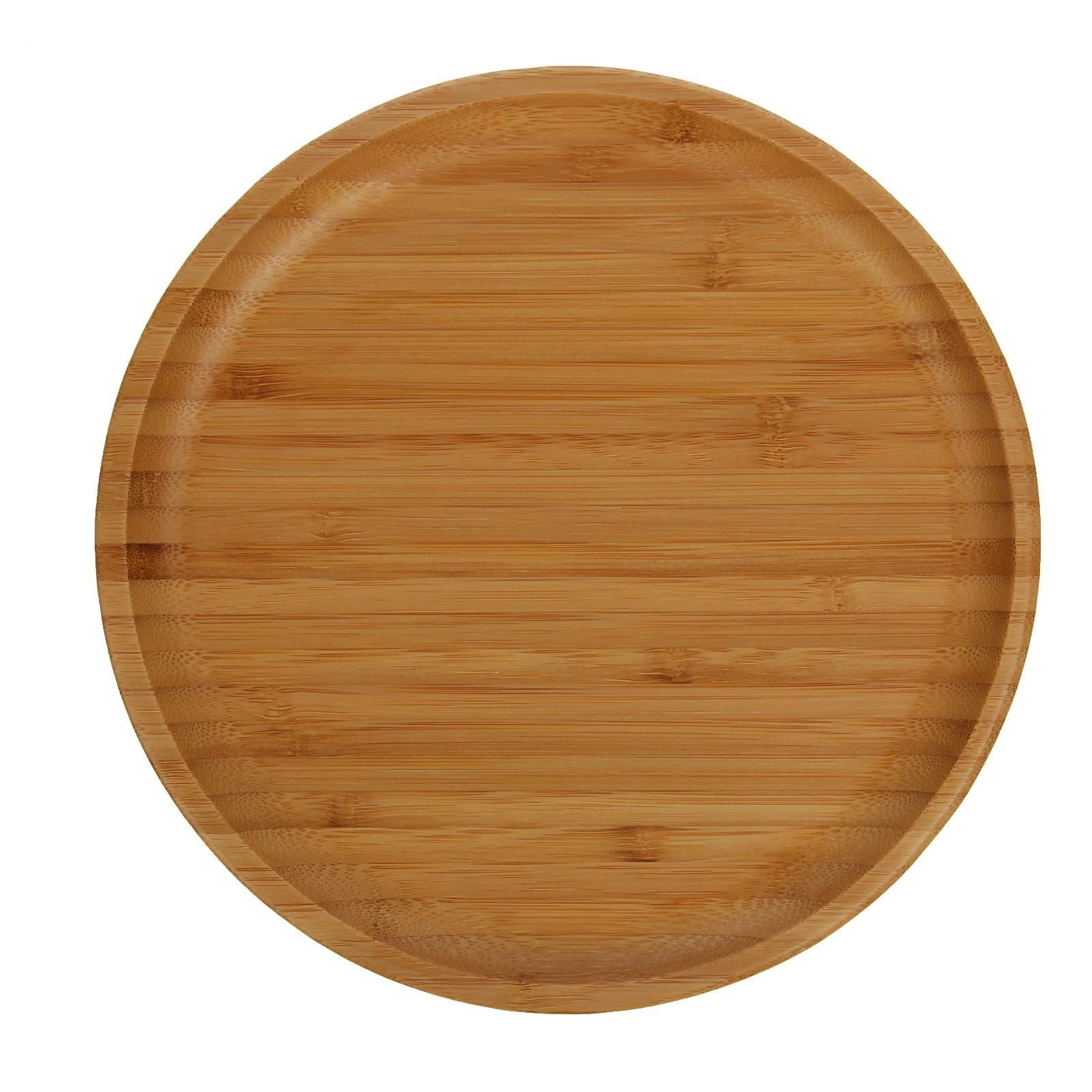 A beautifully crafted 9-inch round bamboo plate, showcasing its natural texture and eco-friendly design, perfect for serving appetizers and barbecue.