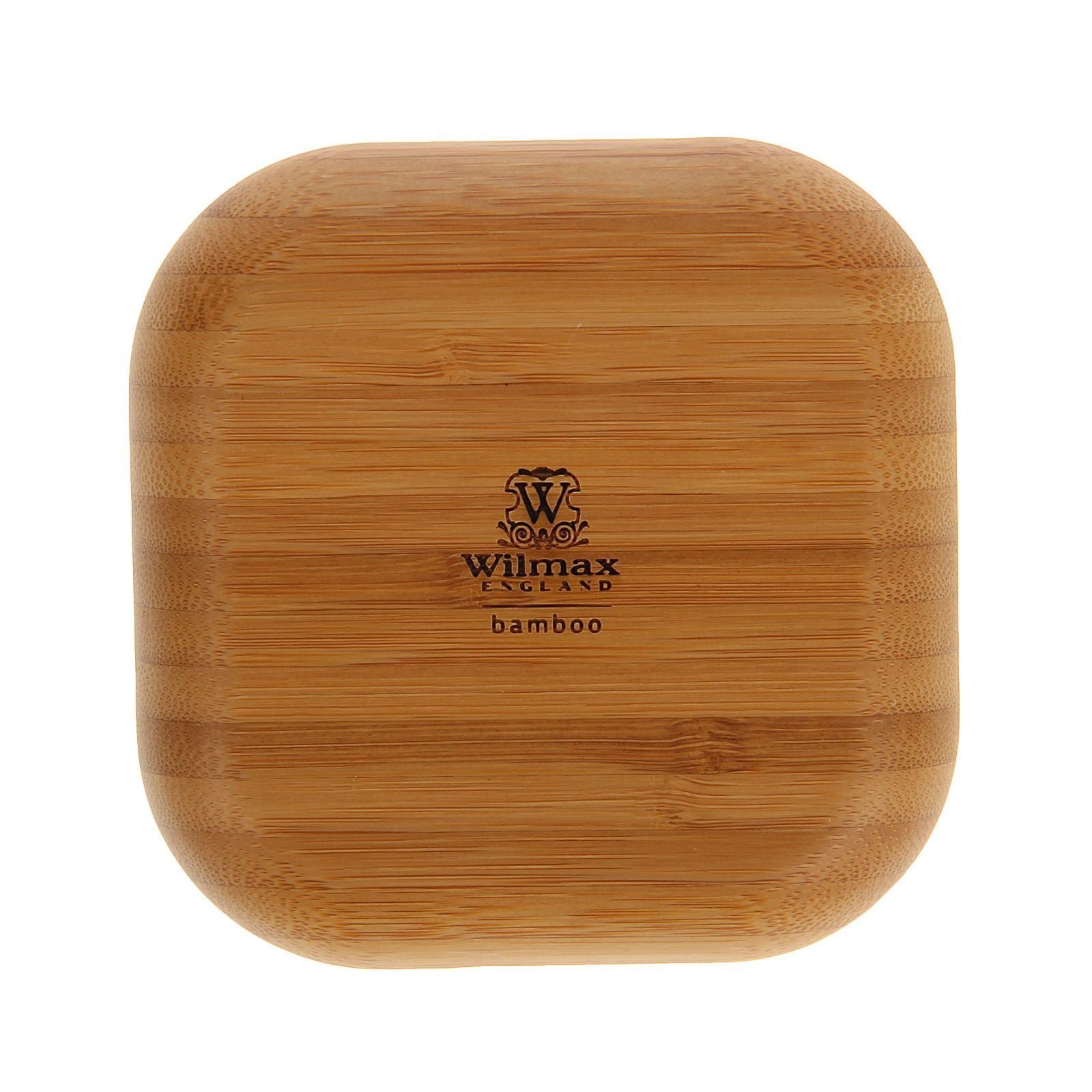 A set of elegant 4-inch bamboo square plates, showcasing their natural texture and eco-friendly design, perfect for serving appetizers.