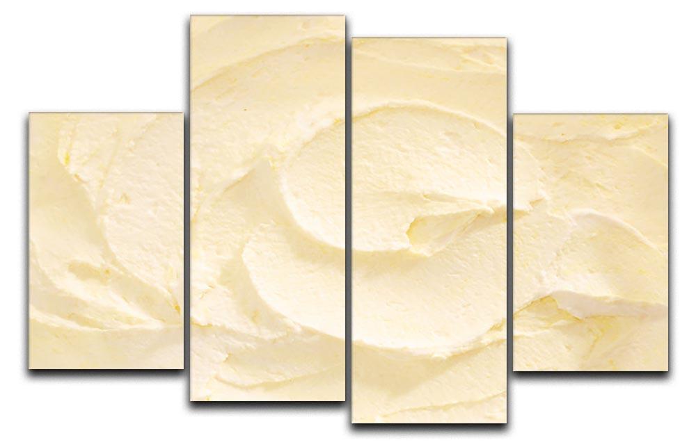 A vibrant 4-split canvas artwork featuring banana ice cream, showcasing four panels that create a cohesive and colorful design.