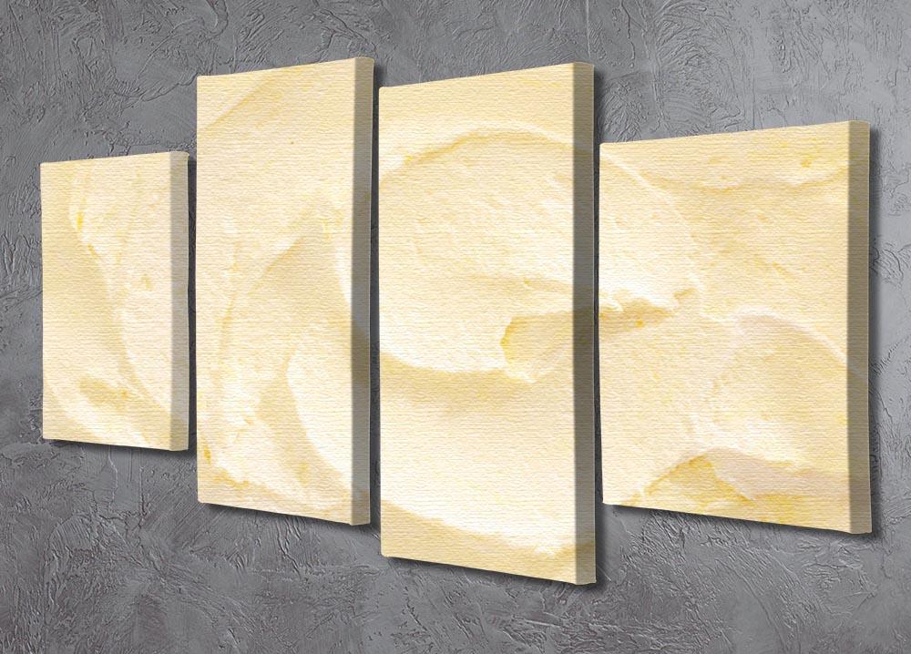 A vibrant 4-split canvas artwork featuring banana ice cream, showcasing four panels that create a cohesive and colorful design.