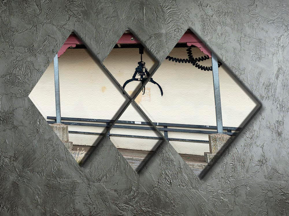 Banksy Amusement Arcade Crane 4 Square Multi Panel Canvas artwork featuring vibrant colors and intricate details across four panels.