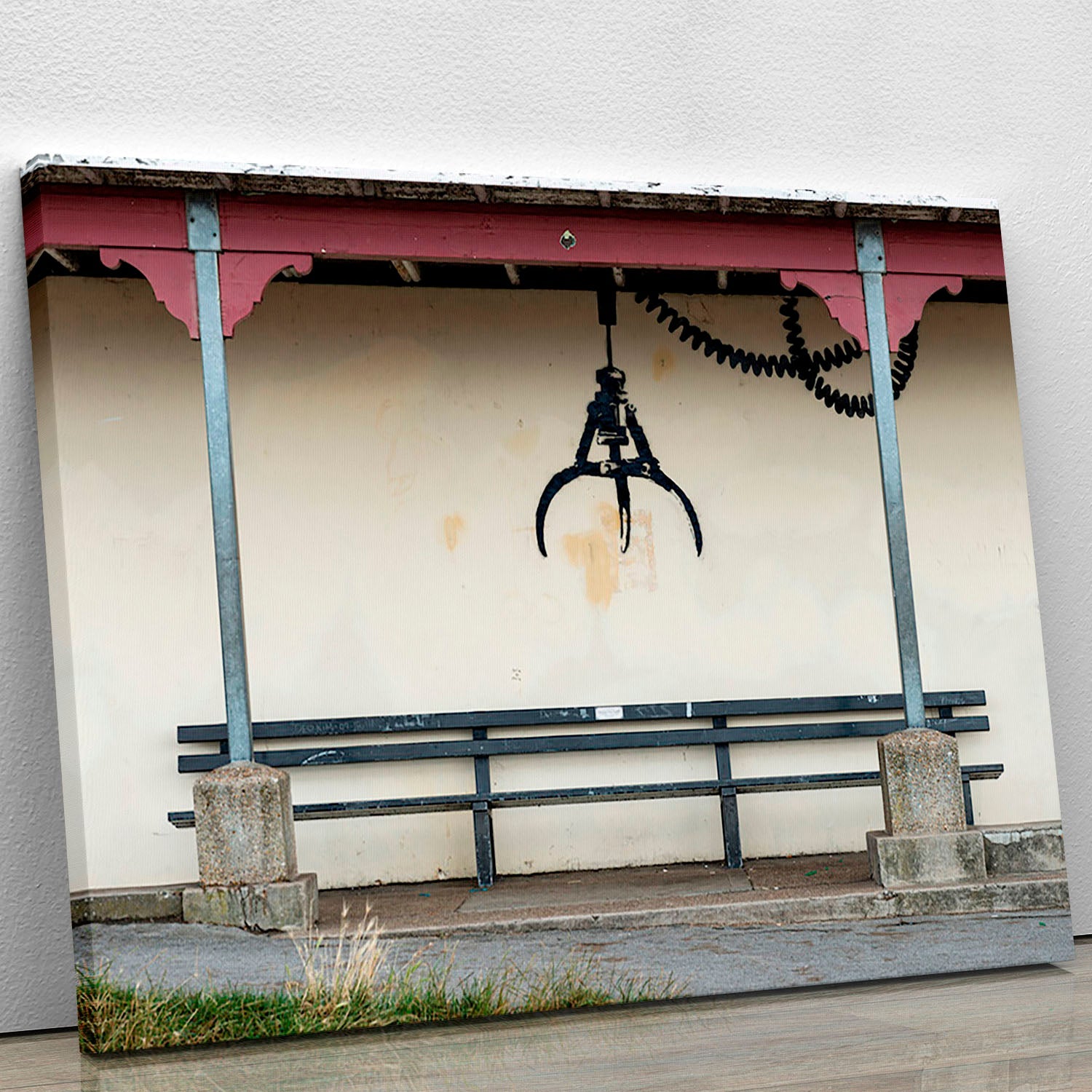 Banksy Amusement Arcade Crane canvas print featuring vibrant colors and intricate details, perfect for modern decor.