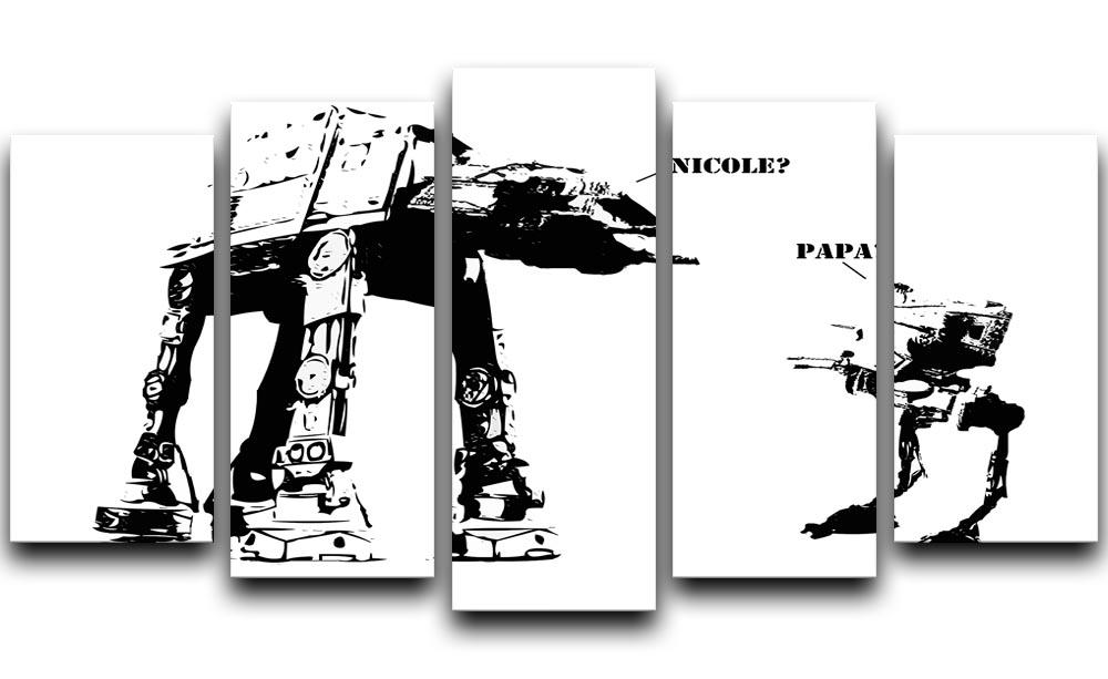 Banksy Atat 5 Split Panel Canvas artwork featuring five panels that create a cohesive and dynamic design.