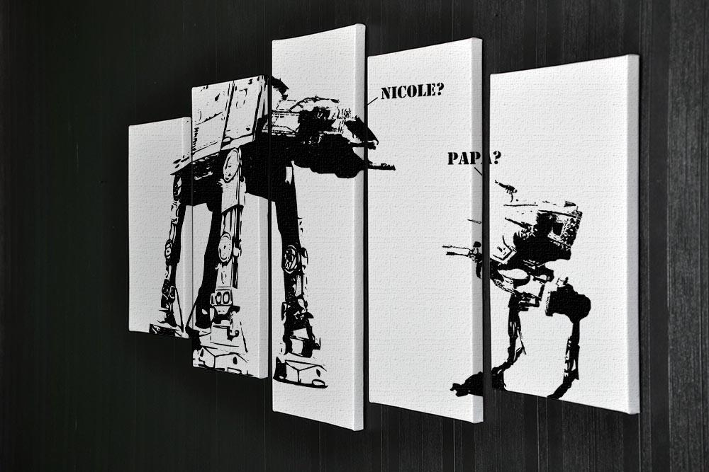 Banksy Atat 5 Split Panel Canvas artwork featuring five panels that create a cohesive and dynamic design.