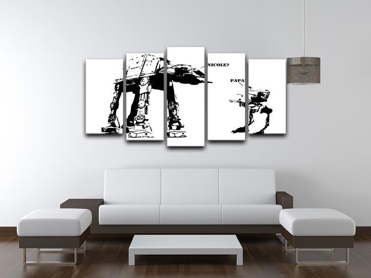 Banksy Atat 5 Split Panel Canvas artwork featuring five panels that create a cohesive and dynamic design.