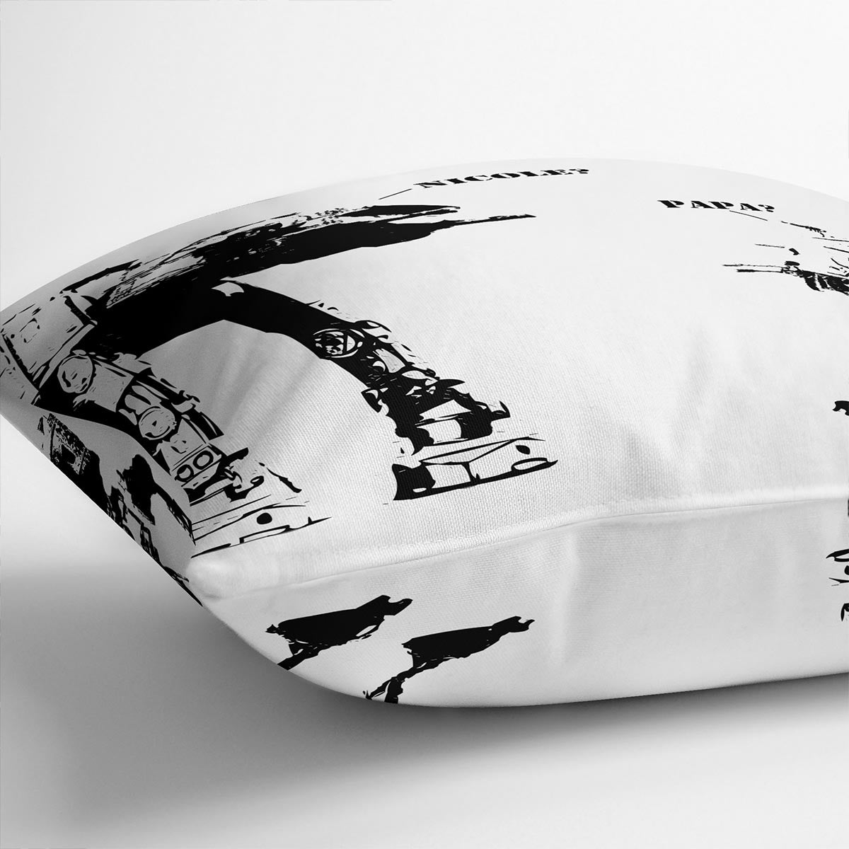 Banksy Atat Cushion featuring vibrant abstract designs on luxurious vegan faux suede, perfect for home decor.