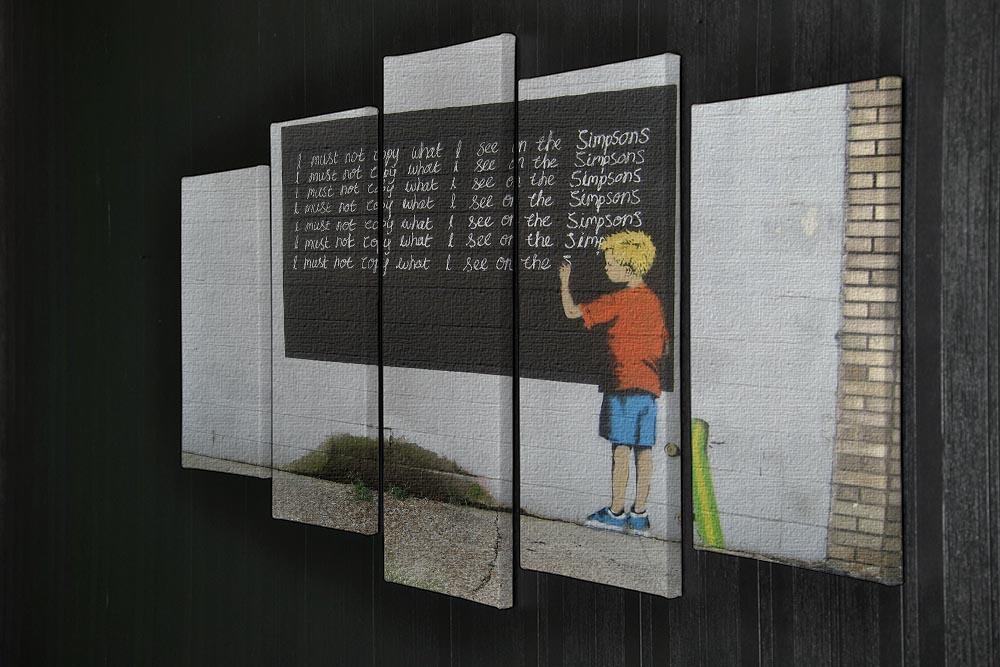 Banksy Bart Simpson 5 Split Panel Canvas artwork featuring vibrant colors and dynamic design, perfect for modern decor.