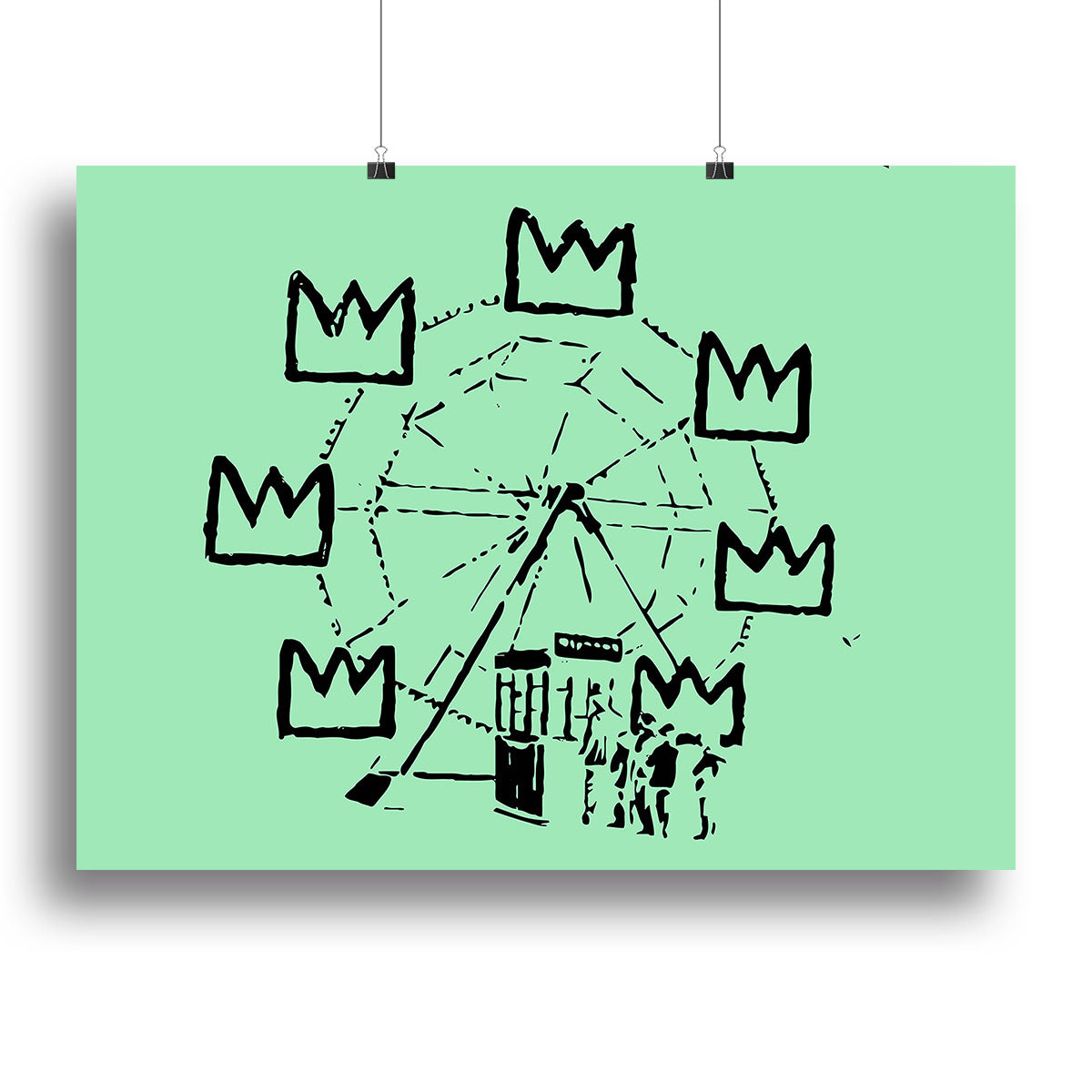 Banksy Basquiat Ferris Wheel canvas print featuring vibrant colors and dynamic design, perfect for modern decor.