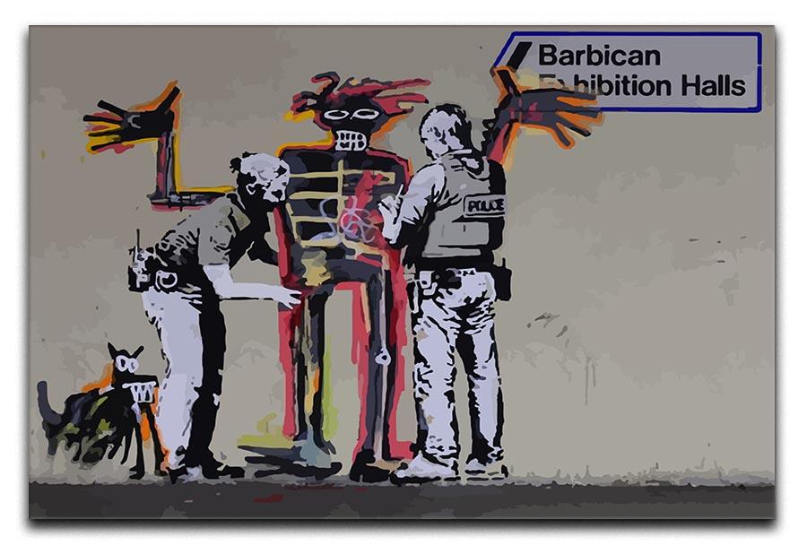 Banksy Basquiat Metropolitan Police 3-panel canvas print showcasing vibrant colors and modern art style.