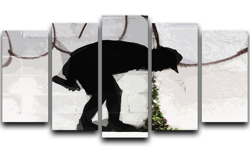 Banksy Better Out Than In 5 Split Panel Canvas artwork featuring five panels with a cohesive design, perfect for modern decor.