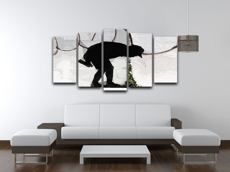 Banksy Better Out Than In 5 Split Panel Canvas artwork featuring five panels with a cohesive design, perfect for modern decor.