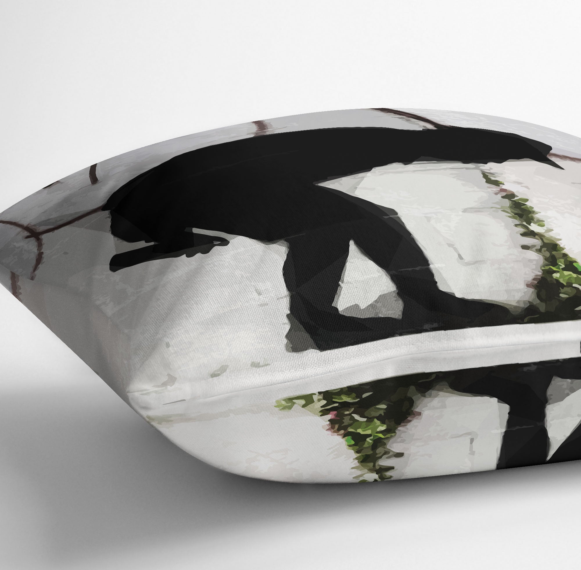 Banksy Better Out Than In Cushion featuring vibrant abstract design on luxurious vegan faux suede fabric.