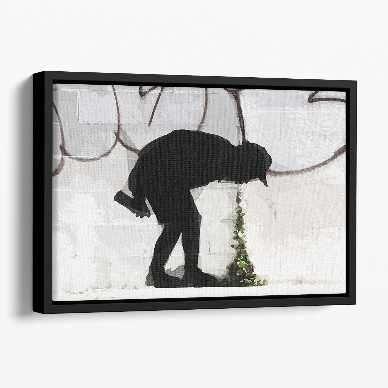 Banksy Better Out Than In Floating Framed Canvas featuring vibrant abstract design in an elegant wooden frame.