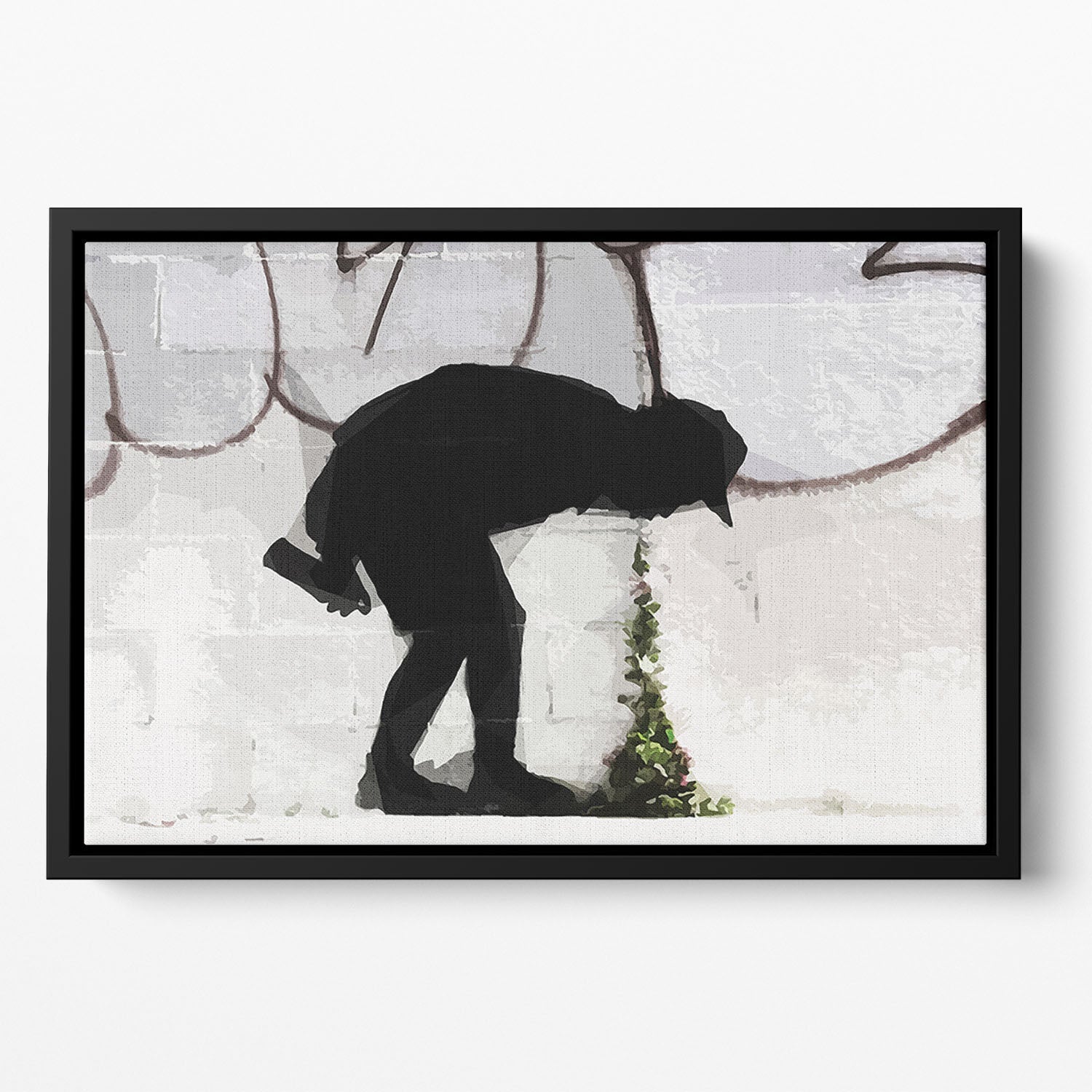 Banksy Better Out Than In Floating Framed Canvas featuring vibrant abstract design in an elegant wooden frame.