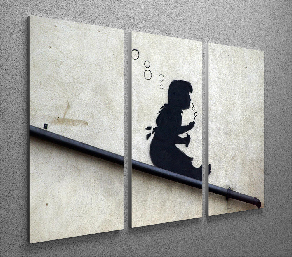 Banksy Bubble Slide 3 Split Panel Canvas Print featuring vibrant colors and modern art design, ideal for home or office decor.