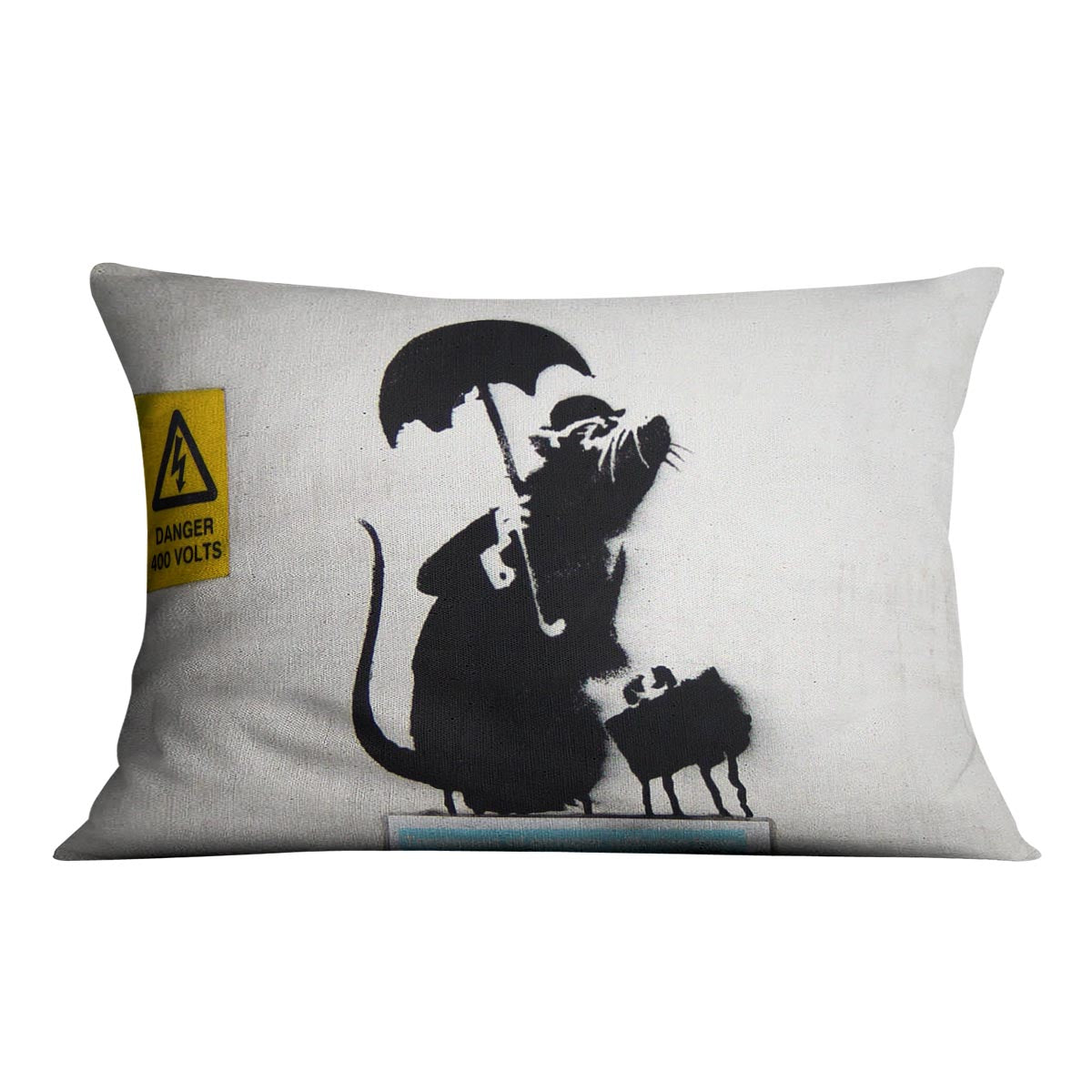 Banksy English Rat Cushion featuring vibrant abstract design on luxurious vegan faux suede, perfect for home decor.