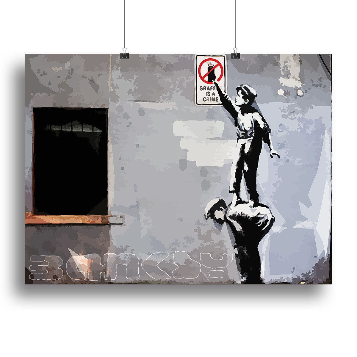 Banksy Graffiti is a Crime New York canvas print featuring bold street art design, perfect for modern decor.