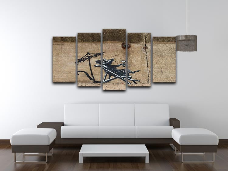 Banksy Great British Spraycation 5 Split Panel Canvas artwork featuring vibrant colors and dynamic design across five panels.