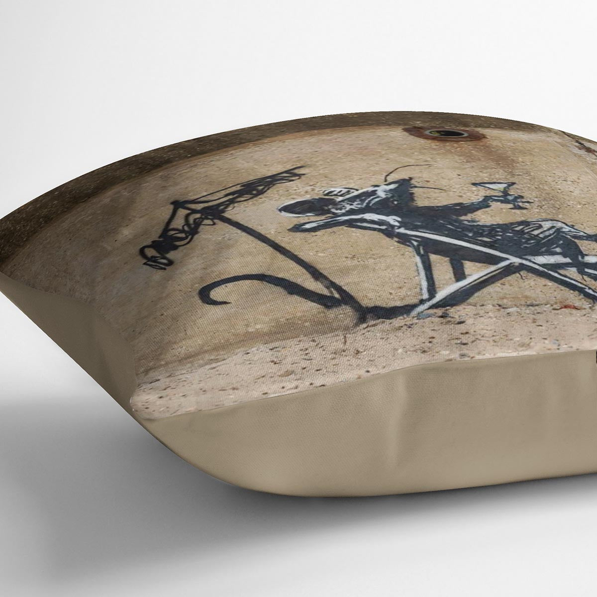 Banksy Great British Spraycation Cushion featuring vibrant abstract design on luxurious vegan faux suede fabric.