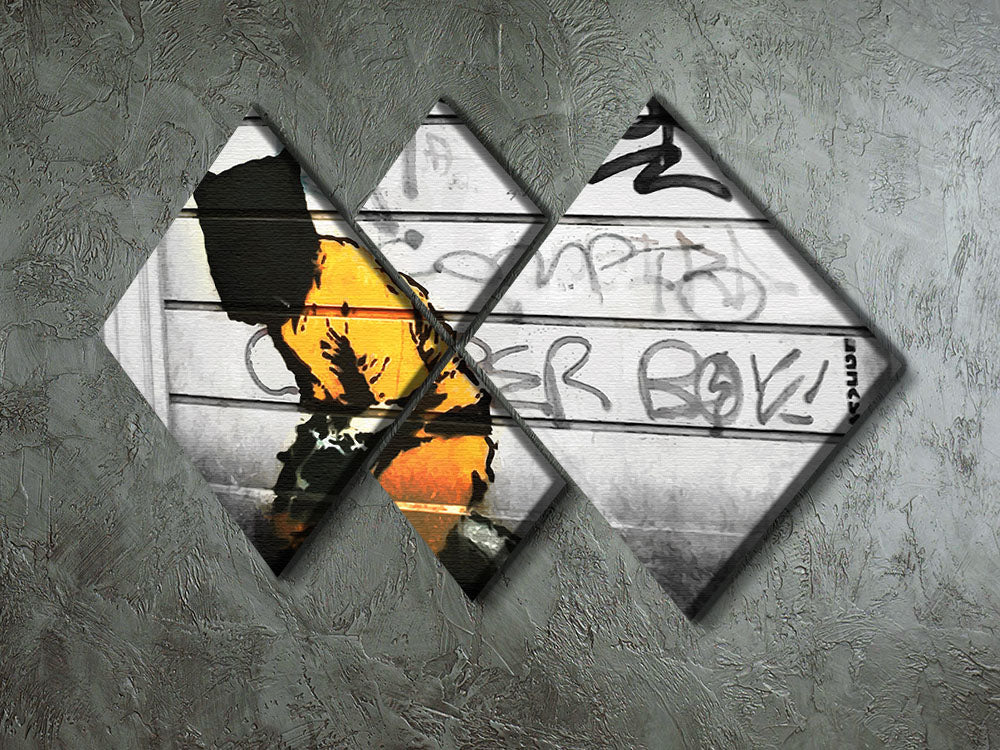 Banksy Guantanamo Bay Detainee 4 Square Multi Panel Canvas artwork featuring four equal square sections with striking imagery.