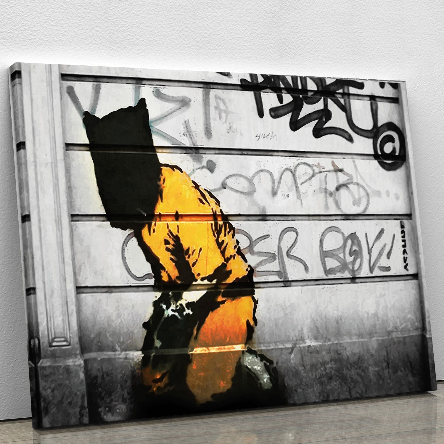 Banksy Guantanamo Bay Detainee canvas print showcasing powerful social commentary art.