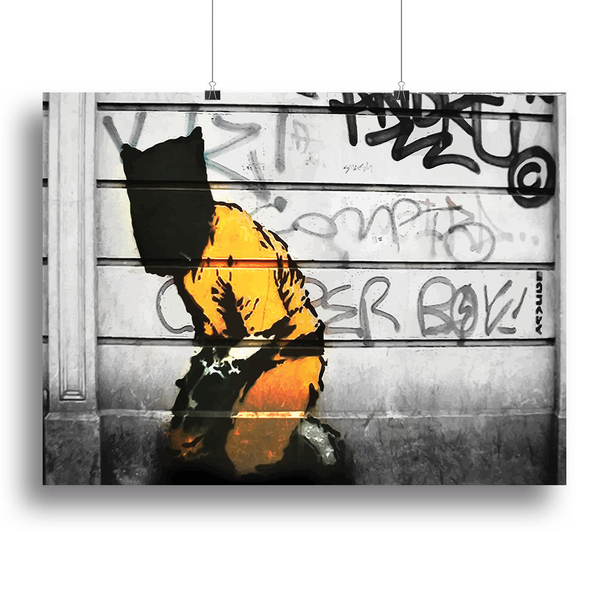 Banksy Guantanamo Bay Detainee canvas print showcasing powerful social commentary art.