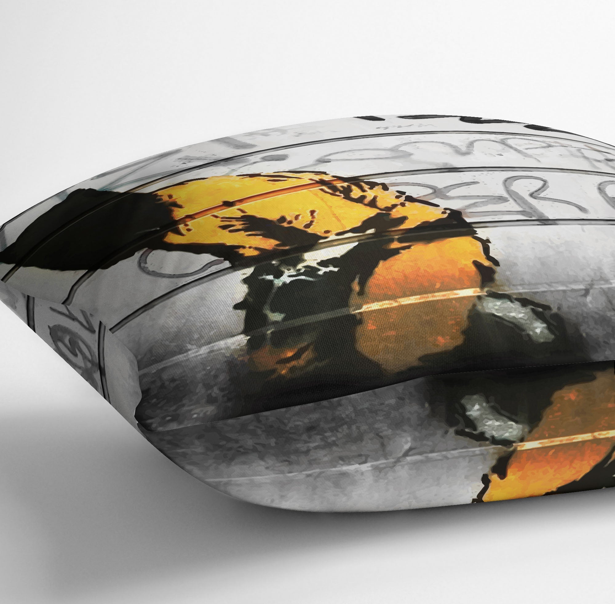 Banksy Guantanamo Bay Detainee Cushion featuring vibrant abstract design on luxurious vegan faux suede.