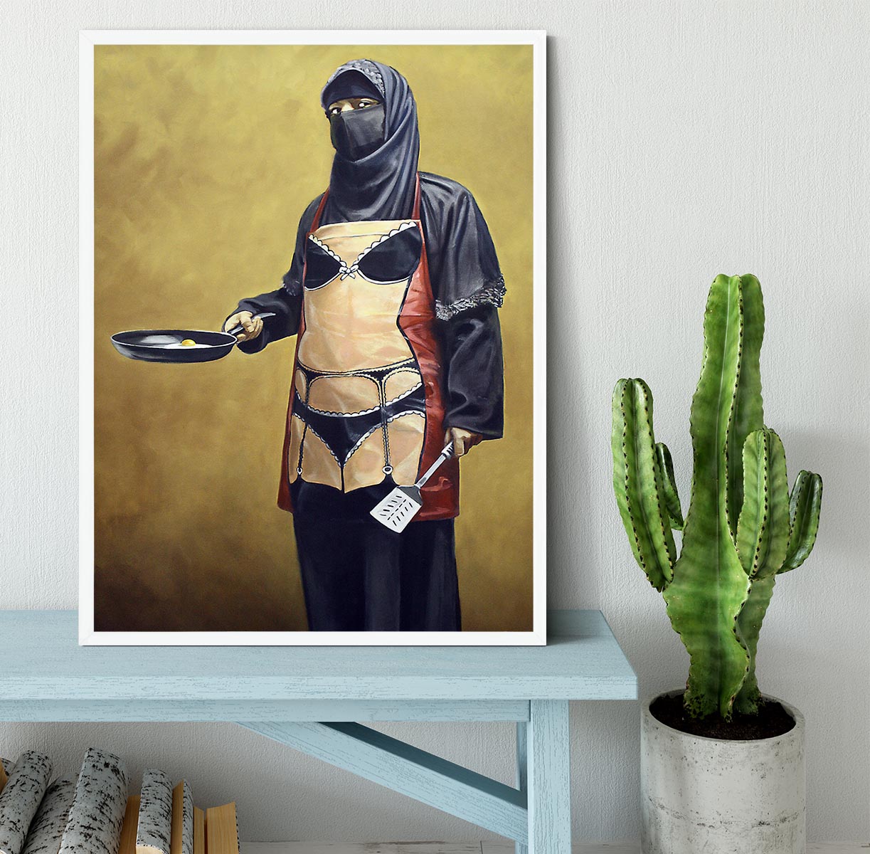 Banksy How Do You Like Your Eggs framed print showcasing vibrant colors and high-quality craftsmanship in a stylish frame.