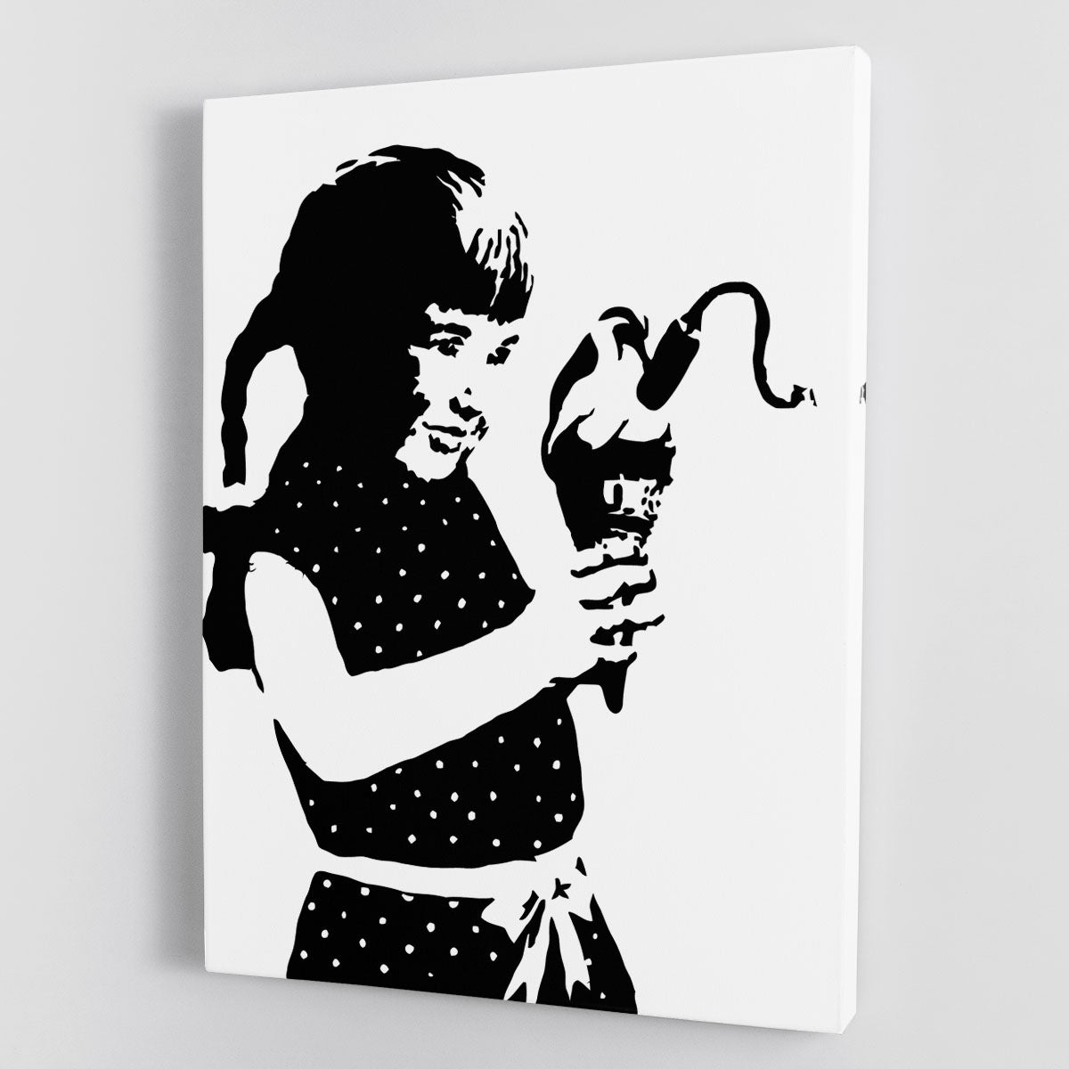 Banksy Ice Cream Bomb canvas print featuring vibrant colors and striking design, perfect for modern decor.