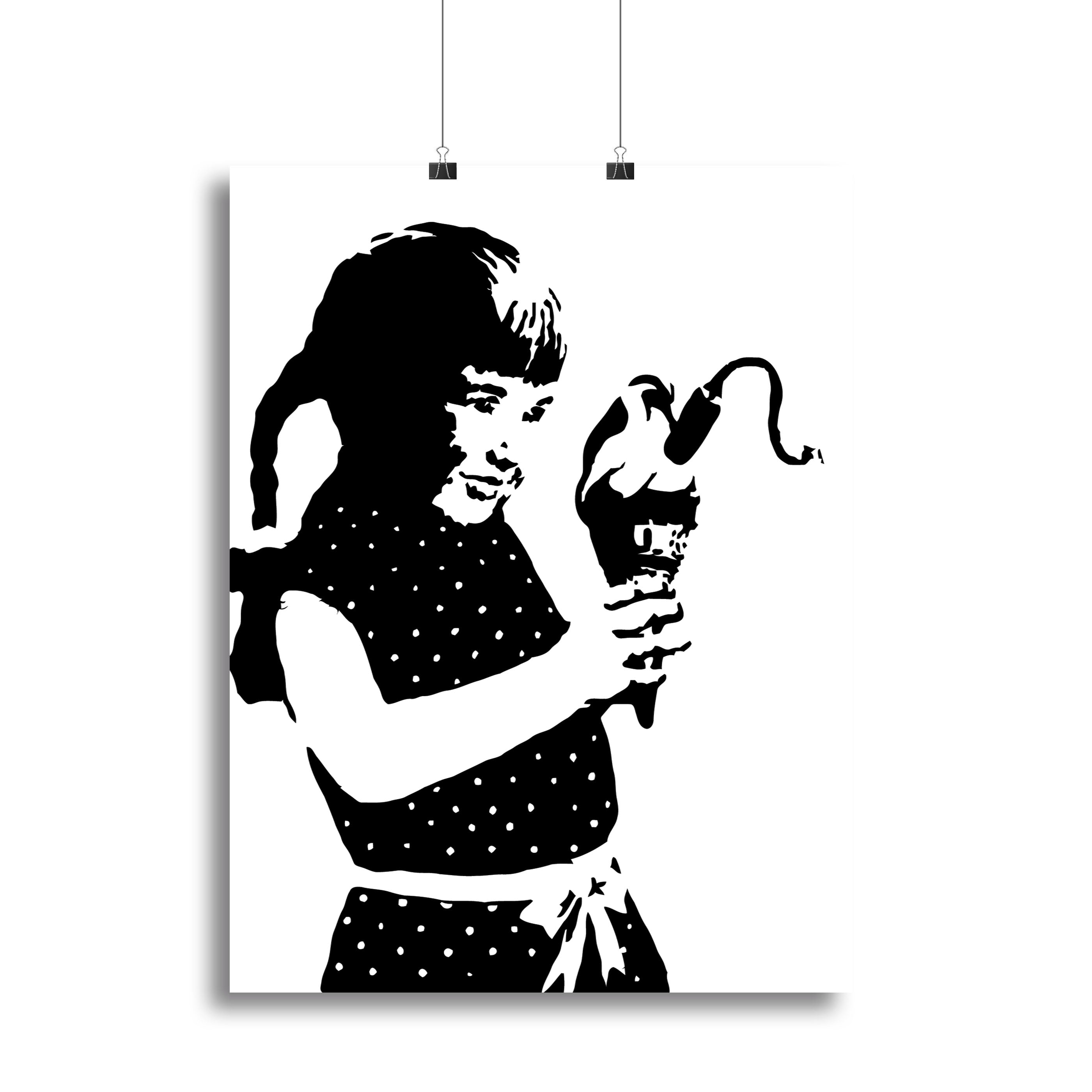 Banksy Ice Cream Bomb canvas print featuring vibrant colors and striking design, perfect for modern decor.