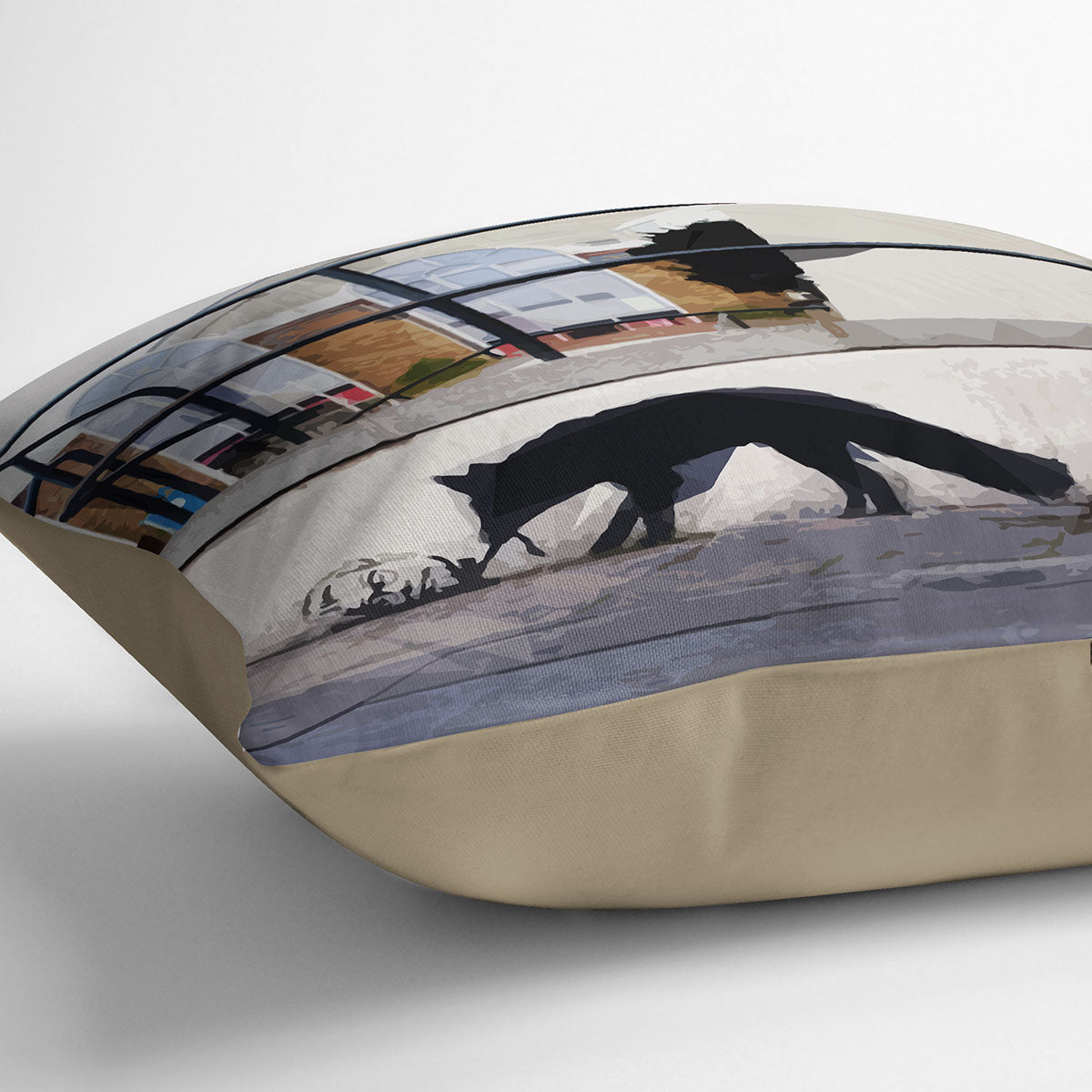 Banksy Kentucky Fox Cushion featuring vibrant abstract design on luxurious vegan faux suede.