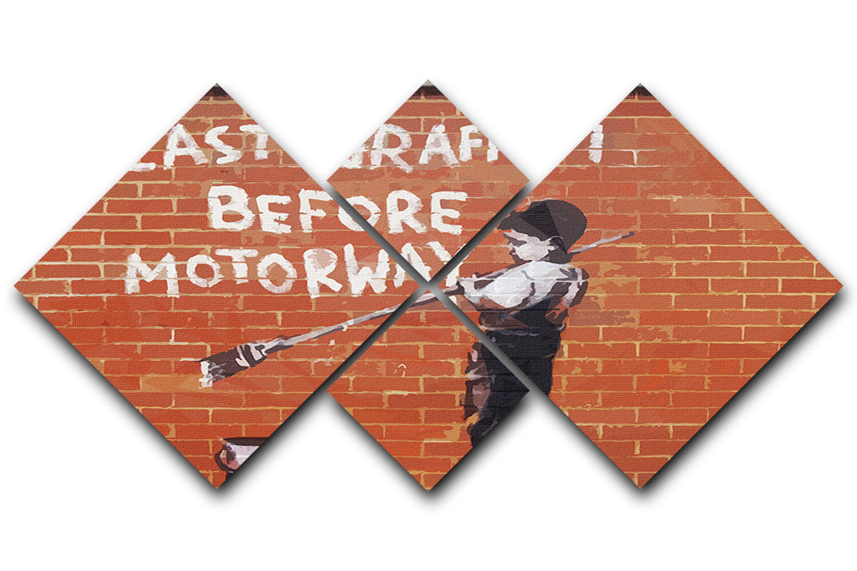 Banksy Last Graffiti 4 Square Multi Panel Canvas artwork featuring four equal panels with urban art design.