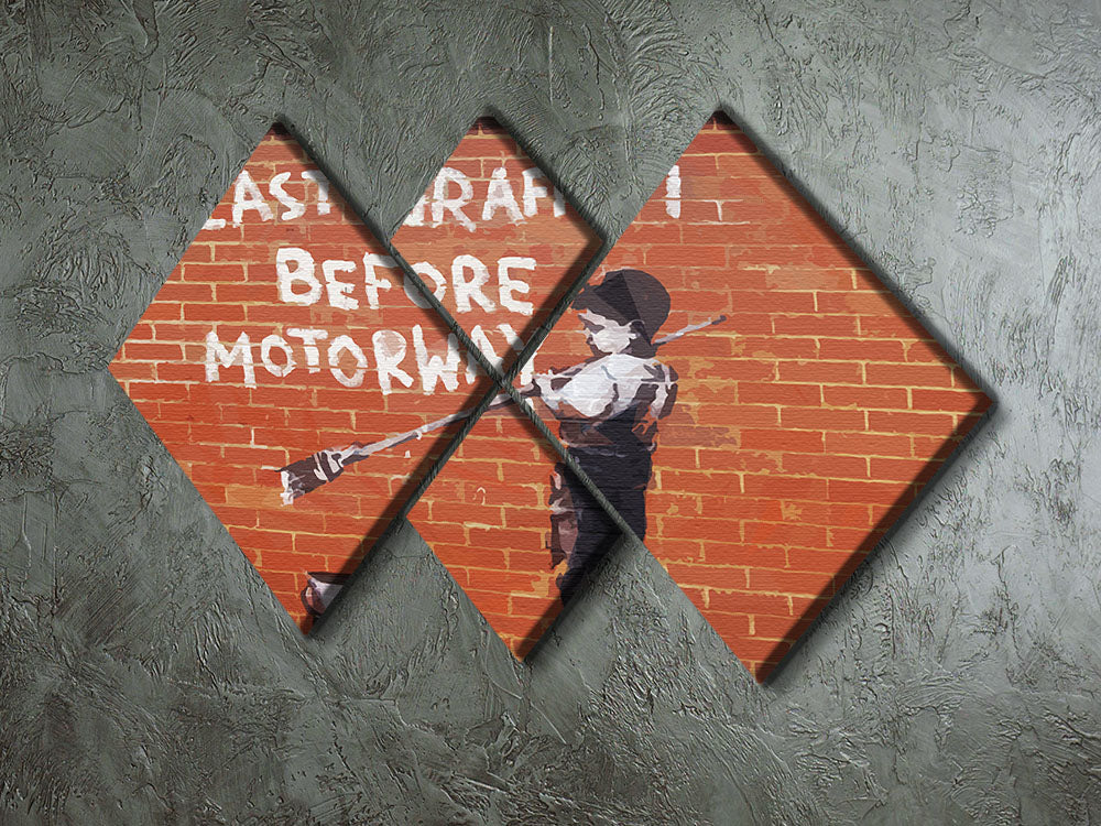Banksy Last Graffiti 4 Square Multi Panel Canvas artwork featuring four equal panels with urban art design.